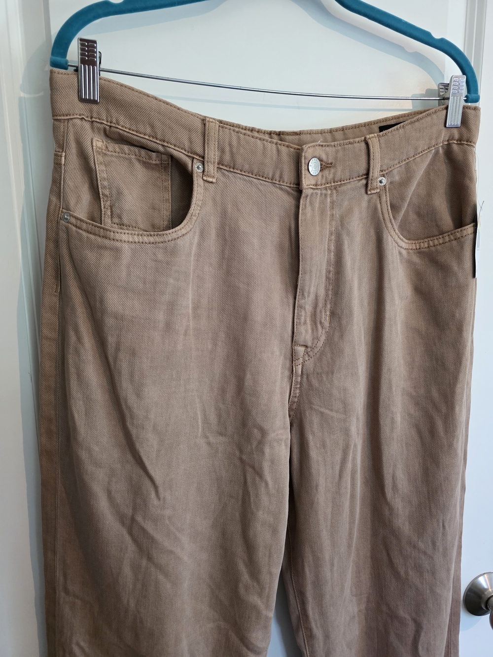 Buffalo David Bitton Tencel Cotton Wide-Leg Jeans in Khaki Tan - Picture 2 of 6